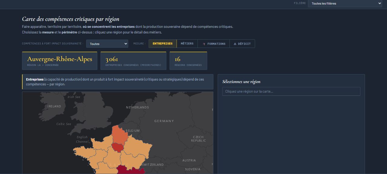 Prométhée : la carte des compétences critiques par région